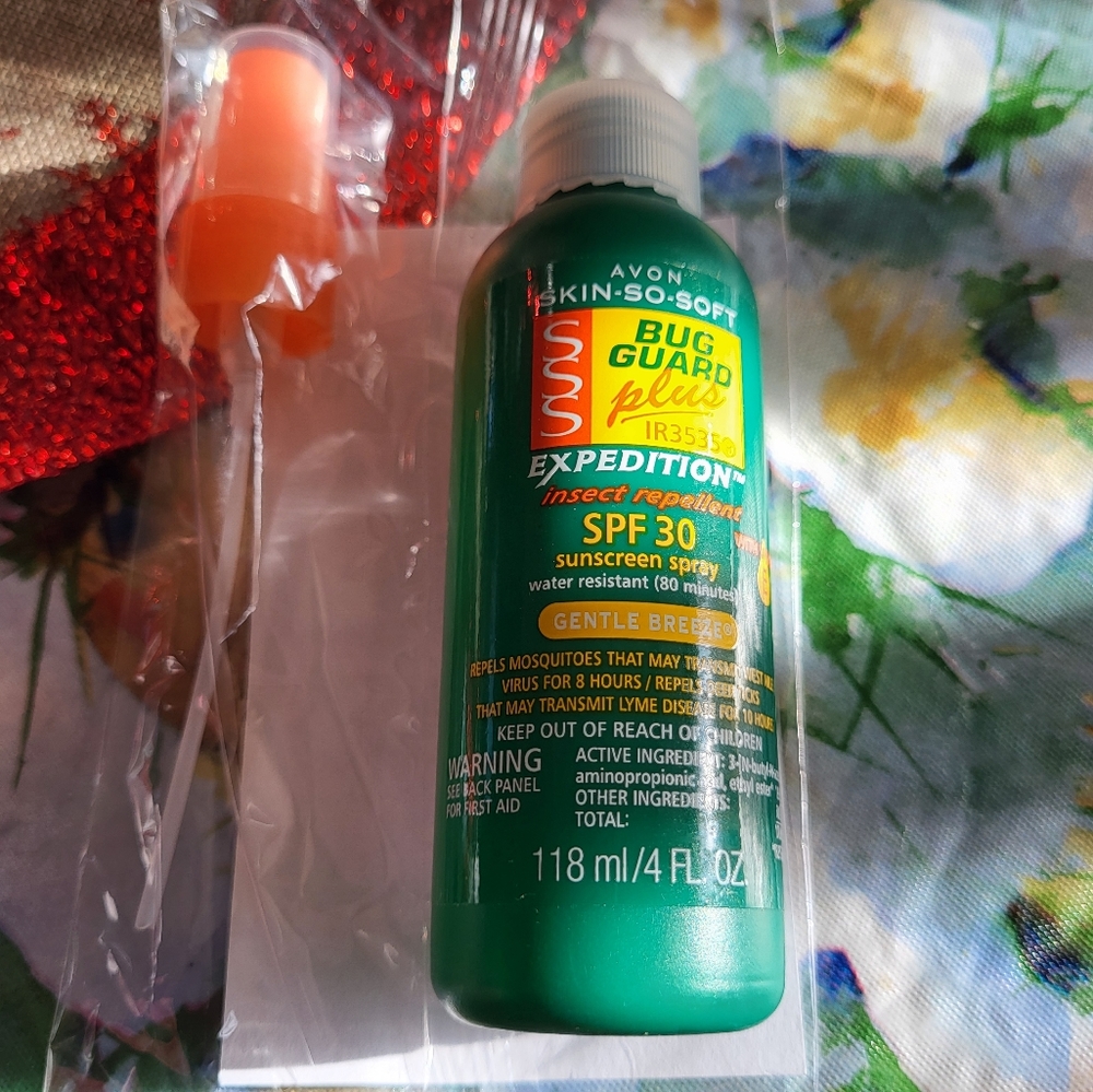 Avon Skin So Soft bug guard plus IR3535 insect repellent.